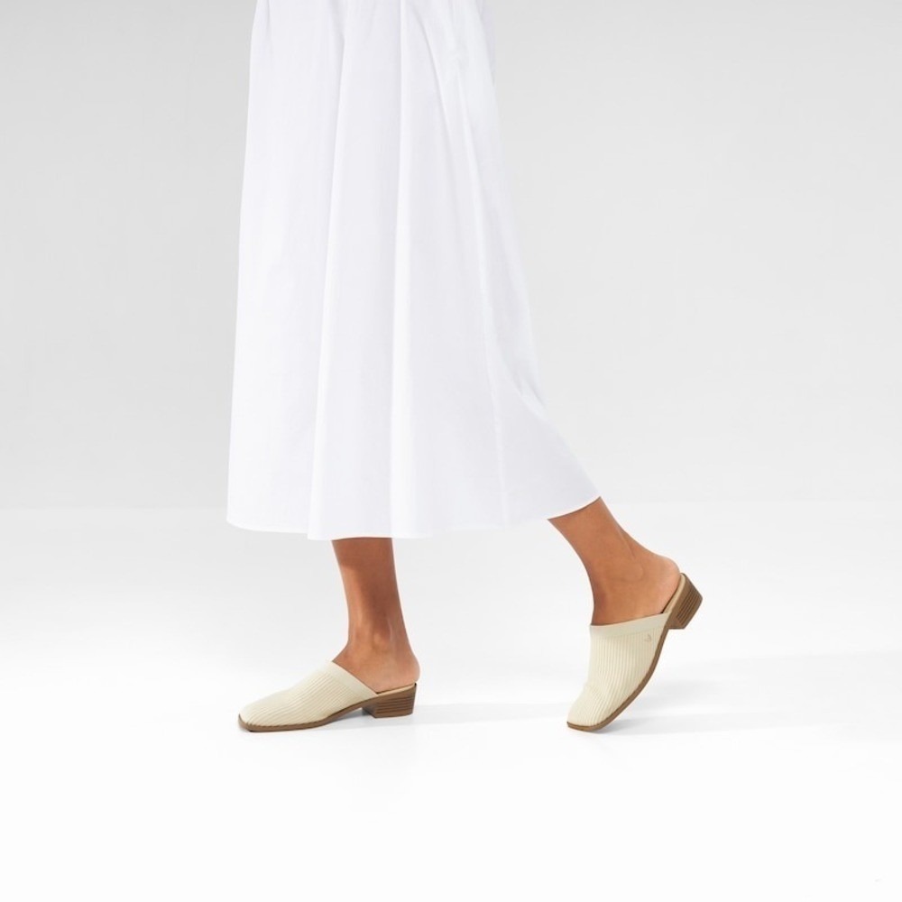 VIVAIA Square-Toe Mules Heeled Comfortable Beige Shoes EU/41 US/9.5 New